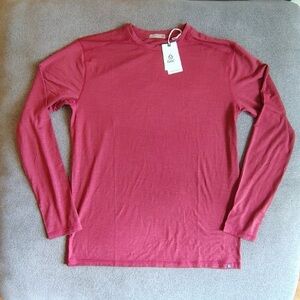 TASC Performance Elevation Fitness Tshirt Mens L Wool Long Sleeve Red NWT $79